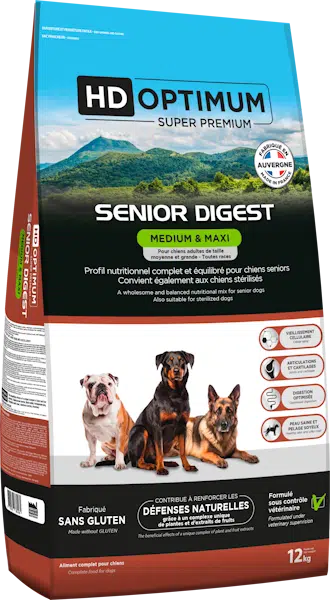 Croquettes Hd Optimum Medium et Maxi SENIOR DIGEST 12kg
