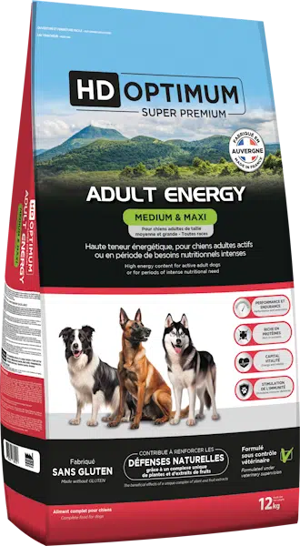 Croquettes Hd Optimum Medium et Maxi ENERGY 12kg